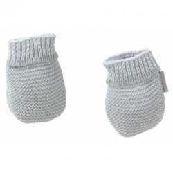 Moufles maille gris naissance