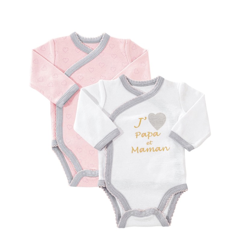 Coffret naissance mixte 5 pièces 100% coton j'aime Maman Papa > Babystock